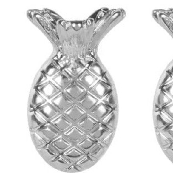 Silver Pineapple Stud Earrings - Picture 2 of 2